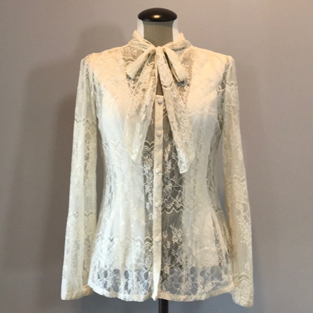 Vintage lace button front top